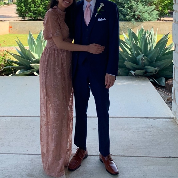 Nordstrom Dresses & Skirts - Cutout Boho Dusty Pink Lace Dress with Shorts